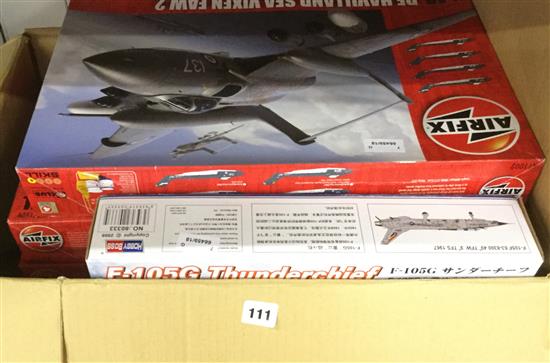 Seven Airfix, Italeri & other aircraft kits, various, 1:48-1:72, boxed